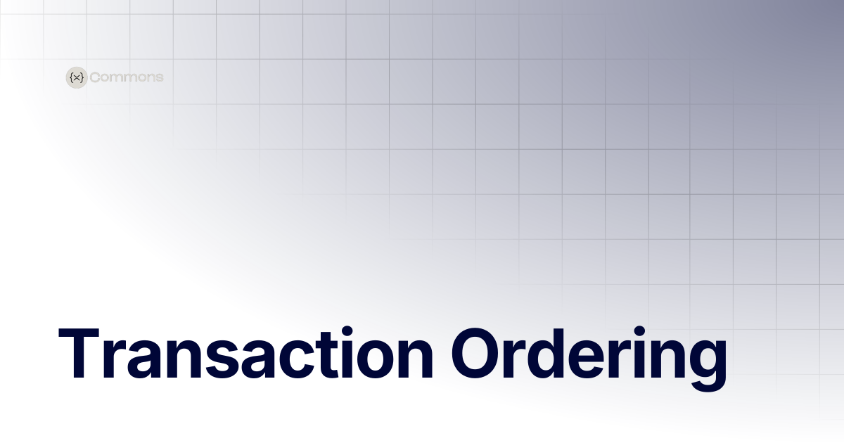 Transaction Ordering | Trainings