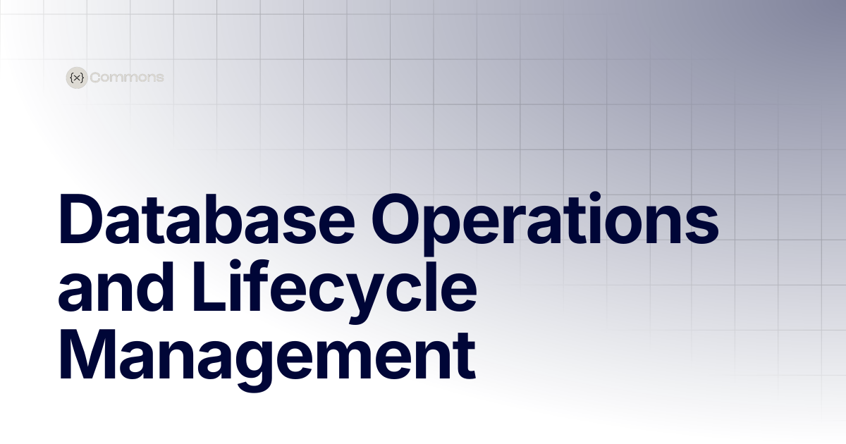 Database Operations and Lifecycle Management | Trainings